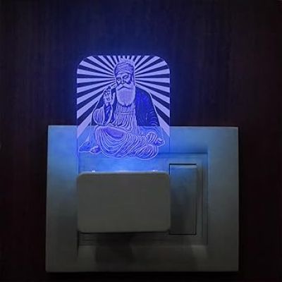 3D Illusion Guru Nanak Dev Ji  Plug Night Lamp 7 Color Changing Light Gurudwara Decor  & Gift for Guru Nanak Jayanti